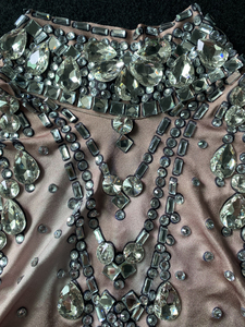 Combinaison sexy extensible et moulante avec tête détachable, strass, pour club, danseuse de striptease gay, tenue de scène, combinaison en cristal - Product Image 6