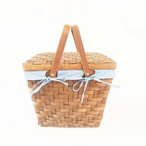 Precio al por mayor cesta de Picnic tejida a mano multifuncional doble ASA senderismo Camping cesta de almacenamiento - Product Image 5