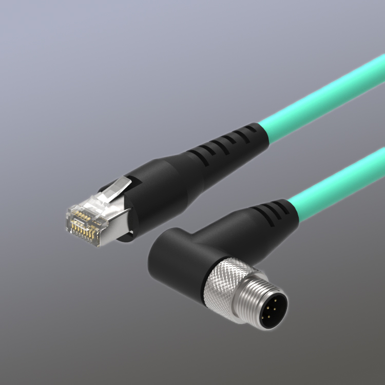 M12 conector 8Pin X код 90 градусов под прямым углом к RJ45 кабель промышленных камера M12 Ethernet Cat5e кабель