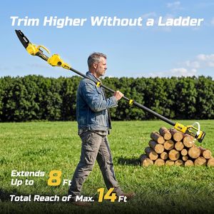 Scie à perche électrique pour l'élagage des arbres, mini-tronçonneuse de 6 pouces avec rotation à 180° ° Tête réglable et poignée rotative, pour la taille des branches hautes - Product Image 3