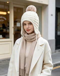<span class=keywords><strong>Bonnet</strong></span> d'hiver en polaire doublé avec imprimé animal jacquard, mignon, pour garçons et filles, jaune, 1-3 ans, circonférence de la tête 48-50 cm - Product Image 3