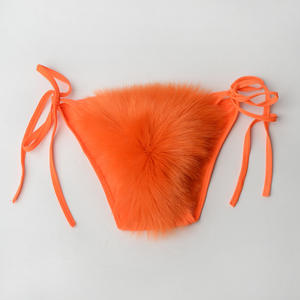 Set Bikini Bulu Rubah Asli Warna Kustom untuk Wanita, Pakaian Dalam Pantai Musim Panas yang Lembut dan Standar, Bra Seksi yang Dapat Dilepas, Kontrol Sedang - Product Image 5