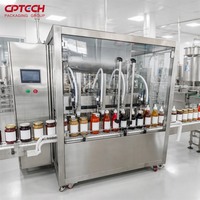 Machine de remplissage entièrement automatique CPTECH à 4 têtes avec suivi servo, type convoyeur linéaire, pour sauces, confitures, miel, ketchup et aliments