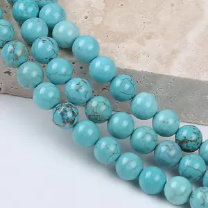 Cuentas de piedras preciosas naturales para fabricación de joyas, hilo de 6mm, azul, verde, turquesa, venta al por mayor