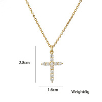 Colliers pendentifs croix en zircon pavé de laiton plaqué or 14 carats pour femmes