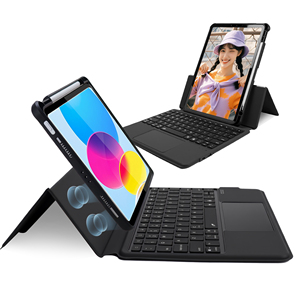 Étui pour tablette iPad à angle réglable avec <span class=keywords><strong>clavier</strong></span>, pavé tactile et support pour stylet – Productivité et <span class=keywords><strong>protection</strong></span> 2-en-1 avec support pour stylet - Product Image 3