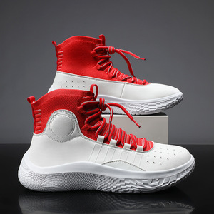 Chaussures d'arbitre montantes de <span class=keywords><strong>basket</strong></span>-ball avec panneaux tricotés, baskets de sport <span class=keywords><strong>homme</strong></span> antidérapantes, résistantes à l'usu - Product Image 1
