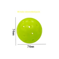 Balles de pickleball d'extérieur à 40 trous, 74 mm, 26 g, en PE rotomoulé haute élasticité, pour tournois, entraînement et pratique, accessoires de pickleball