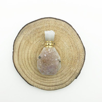 Bouteille d'huile essentielle en cristal, 1 pièce, Agate cristal de haute qualité, géode, bouteille de parfum, pendentif pour collier