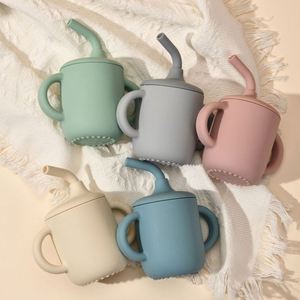 Custom Logo BPA-Free Double Handles Large Capacity Baby Silicone Modern Solid Washable Water Children's Drinking Feeding Cup - Product Image 3