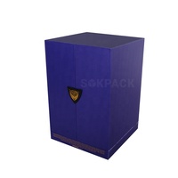 Caja de Regalo de Whisky de Lujo Personalizada con Doble Puerta, Panel Trasero Dorado con Grabado Ecológico, Caja Rígida de Cartón para Licores y Bebidas Premium