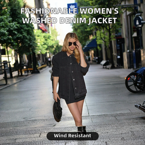 Nouvelle veste décontractée à manches longues pour femme, tendance automne/printemps, respirante, coupe-vent, 100% coton, denim lavé - Product Image 2