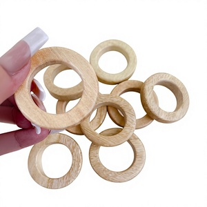 Anneaux de serviette en bois naturel, ronds, 4,5 cm, écologiques, décoration de table pour fête, mariage, dîner - Product Image 2