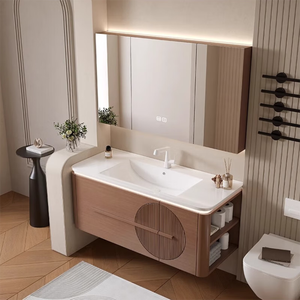 High-end luxury oak paint smart bathroom cabinet <b>mirror</b> cabinet combination bathroom washbasin washbasin cabinet - Product Image 4
