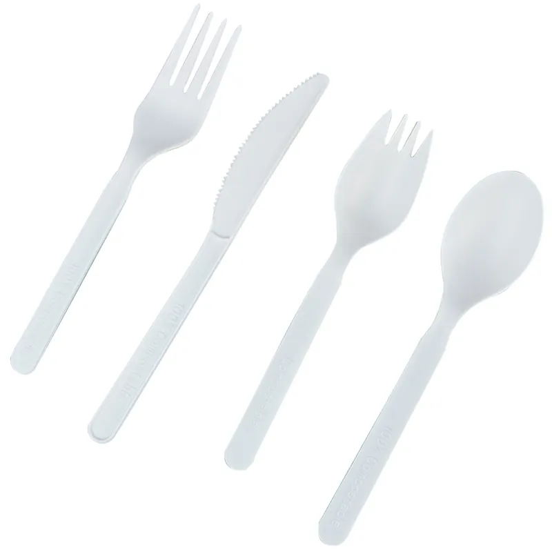 Factory hot sale Compostable Disposable Heat mini PLA Plastic Spoon Fork Knife Teaspoon Spork