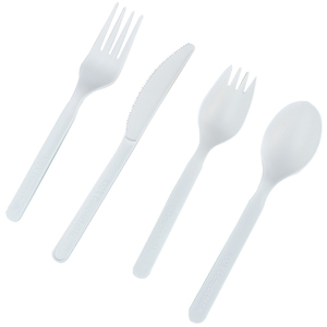 Vendita calda di fabbrica compostabile usa e getta calore mini PLA cucchiaio di plastica forchetta coltello cucchiaino Spork