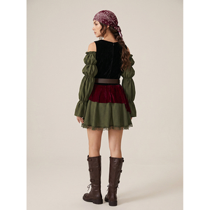 <span class=keywords><strong>Costume</strong></span> <span class=keywords><strong>da</strong></span> <span class=keywords><strong>Pirata</strong></span> per <span class=keywords><strong>Donna</strong></span>, Abito con Spalle Scoperte e Maniche a Sbuffo, con Cintura a Corsetto, Outfit per Cosplay Medievale e Halloween - Product Image 5