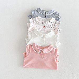 <span class=keywords><strong>Maglietta</strong></span> per <span class=keywords><strong>Bambina</strong></span> in Cotone Tinta Unita con Colletto Peter Pan a Pois, <span class=keywords><strong>Manica</strong></span> <span class=keywords><strong>Lunga</strong></span>, Strato Base per Primavera e Autunno - Product Image 6