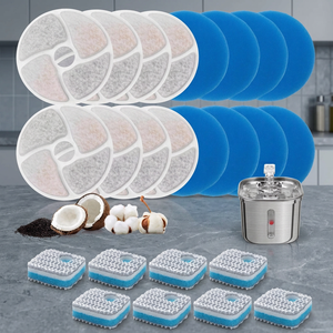 Système de filtration triple, filtres de remplacement, ensemble de 8 pièces pour fontaines à eau de 74 oz avec réservoir en acier inoxydable et nettoyage - Product Image 3