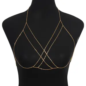 jitamaoyi Accessories Simple metal clothing chain Sexy beach bikini cross body for women