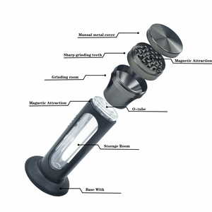 Trois-en-un, broyeur de fumée de pot en plastique 50MM broyeur rempli de tube de corne plat à quatre couches - Product Image 2