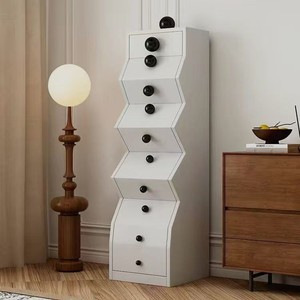 French Vintage Solid Wood Irregular Five-<strong>Drawer</strong> <strong>Chest</strong> for Entryway; Vintage Living Room Wall-Mounted Storage Cabinet - Product Image 2