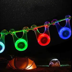 1pcs Waterproof LED Tent String Rope Guard Hanging Lights Camping Accessories Mini Flashlight Outdoor Safety Warning Rope Light