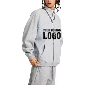 Ventes en gros OEM Sweat-shirts pour hommes à col montant et fermeture éclair intégrale en polaire, mode décontractée, épaules tombantes, cardigan zippé, sweat-shirts pour hommes - Product Image 3