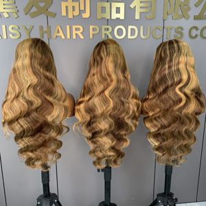 Honey Blonde <span class=keywords><strong>Caramel</strong></span> Balayage Highlight Body Wave 13x4 Lace Front Wig 4x4 Lace Closure Perruque de cheveux humains - Product Image 6