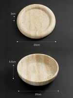 SAIDKOCC D20x3 ou 5.5cm Wabi Sabi travertin plateau de service marbre bijoux plat rond fruits bol pour Table basse décor à la maison