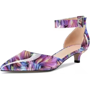 Alta qualità moda Logo personalizzato tacco basso gattino pump scarpe cinturino alla caviglia colorato in pelle verniciata <span class=keywords><strong>tacchi</strong></span> per le donne - Product Image 6