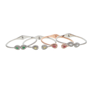 Nuovo Bracciale Aperto alla Moda 2026 con Charm a Goccia Colorato in Zirconia Cubica 5A per Donne - Product Image 5