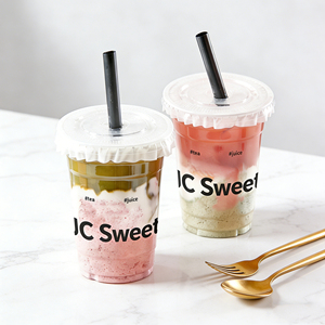 Gobelets en plastique PET transparents jetables de 16 oz avec couvercles, personnalisables avec logo, pour boissons froides et café glacé – Vente en gros - Product Image 2
