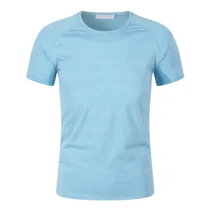 190Gsm Sports Summer Light Blue Running Good Quality Muscle Fit Fitted T Shirt For Mens