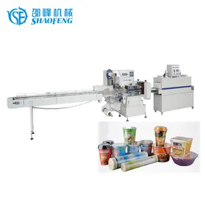 Automatic Roll Film Foil Heat Shrink Wrapping Packaging Machine for Instant Noodle Bowl Snack Paper Cup Box