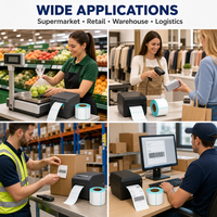 Rouleaux d'étiquettes pour balance de caisse, papier thermique adhésif pour supermarché, aliments frais, étiquettes de prix à code-barres