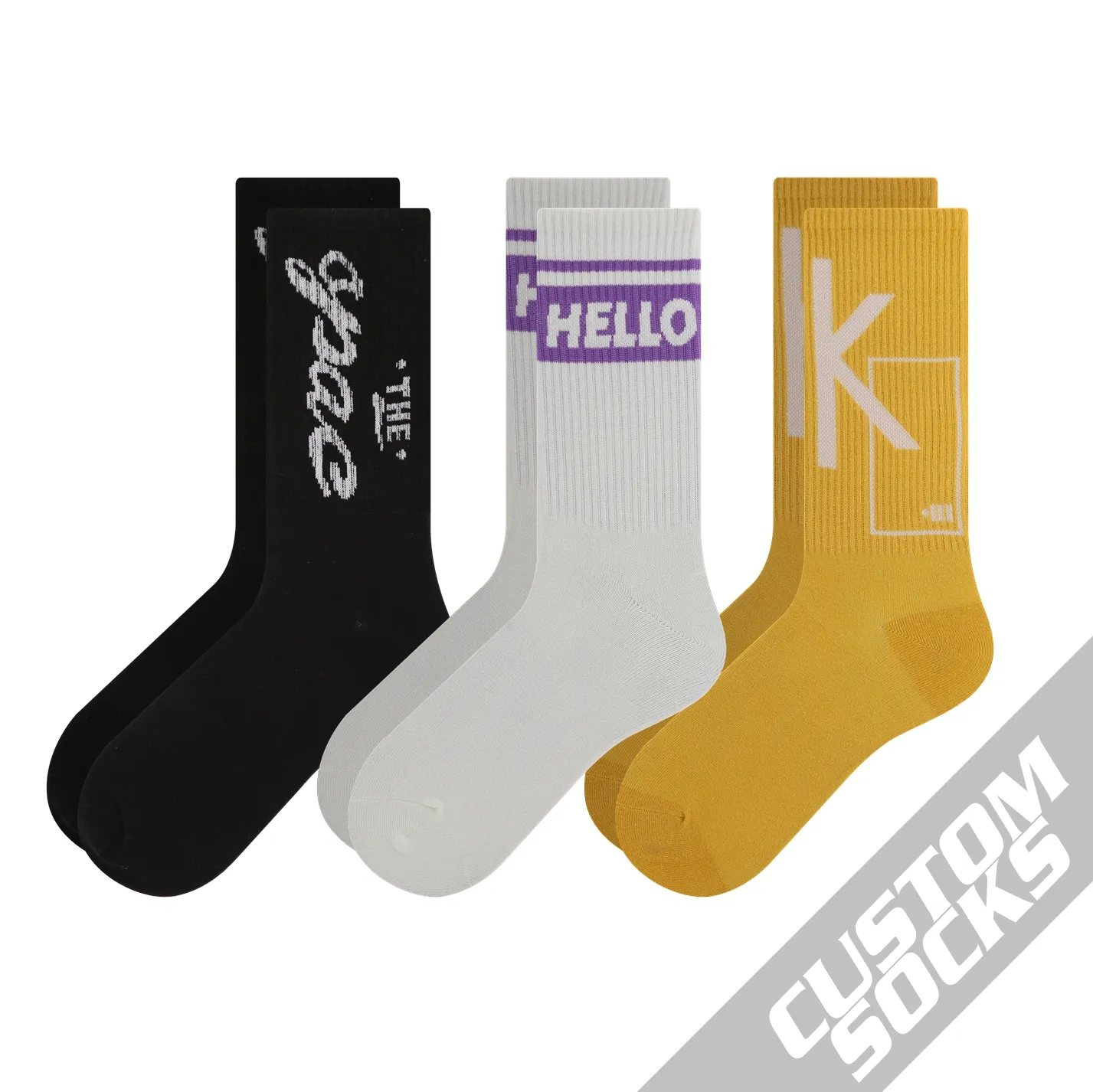 DESIGN GRATUIT & MOCK-UP Conception Personnalisez votre propre logo Chaussettes pour hommes Chaussettes décontractées en coton personnalisées pour homme