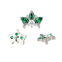 Date G23 Titane CNC Ensemble 3 Cerf-Volant CZ et Rond CZ Piercing Bijoux 16G Fileté À L'intérieur Anneau À Lèvres Labret Helix Boucle D'oreille