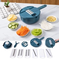 SY 12 in 1 Fruit- en groentegereedschap keuken gadgets snijder snijmachine draaibare multifunctionele snijder met afdruipbak