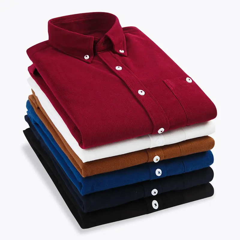 Neuestes Design Hot Sale Einfarbig Slim Fit Langarm Cord Casual Shirt Für Männer Cord Shirt Herren