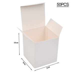 Cajas de Regalo Cuadradas de Papel Kraft Blanco Fáciles de Armar de 10x10x10 cm con Tapas <span class=keywords><strong>para</strong></span> Fiestas, Bodas, Cumpleaños - Product Image 2