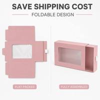 Scatola a Cassetto in Cartone Ondulato Kraft per Macaron con Logo Personalizzato e Finestra, Scatola Regalo Pieghevole Ecologica per Confezioni Cosmetiche