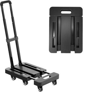 Troli Gudang Lipat Empat Roda Plastik Hitam Biru dengan Pegangan Baja, Platform, Troli Tangan untuk Berkemah, Garansi 5 Tahun - Product Image 5