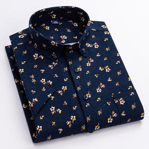 Kemeja Pria Musim Panas 2024 Motif Bunga 100% Katun, Cetak Hawaii, Kerah Lapel, Model Slim Fit, Lengan Pendek - Product Image 4