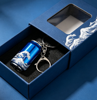 Porte-clés personnalisé en forme de mini canette de bière, en résine, avec motif géométrique, pendentif de sac, breloque, cadeau de fête, vente en gros