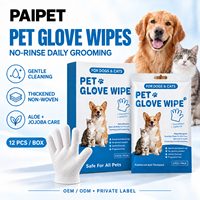 Lingettes nettoyantes PAIPET OEM pour animaux de compagnie, à l'aloe vera et au jojoba, sans rinçage, épaissies, sans alcool, pour chiens et chats, lot de 6