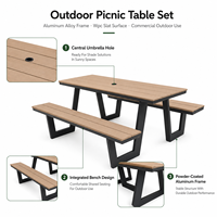 Ensembles de tables de repas d'extérieur pour 4 à 6 personnes, table de pique-nique et banc pour restaurant, cantine et aires de restauration