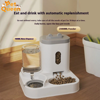 Distributeur de nourriture semi-automatique 2-en-1 réglable pour chats et chiens avec grande capacité, gamelle étanche et distributeur d'eau