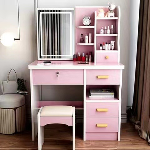 Avec lampe armoire droite rose