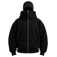 Sweat-shirt polaire zippé intégral pour homme, coupe ample et oversize, style streetwear, avec cagoule intégrée type masque ninja